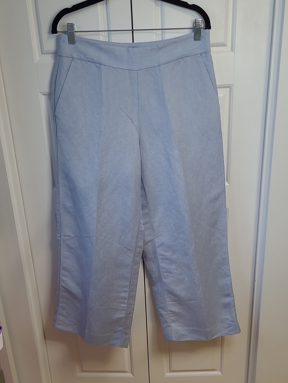LOFT Light Blue Linen Blend Wide Leg Crop Pants - Size 4/6 - See measurements